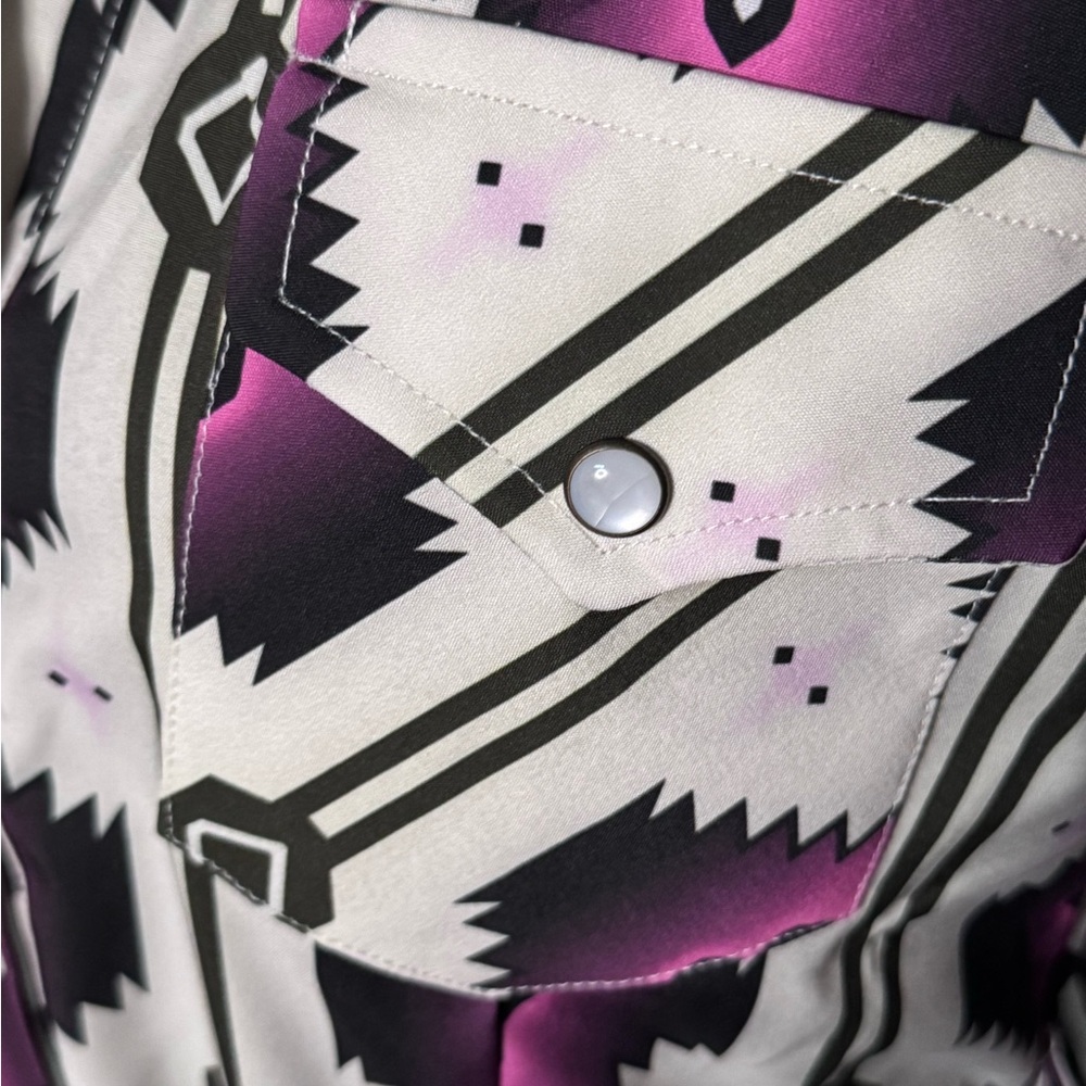 Pink and Black Geometric Patterned Shirt Dress - Picture 4 of 8